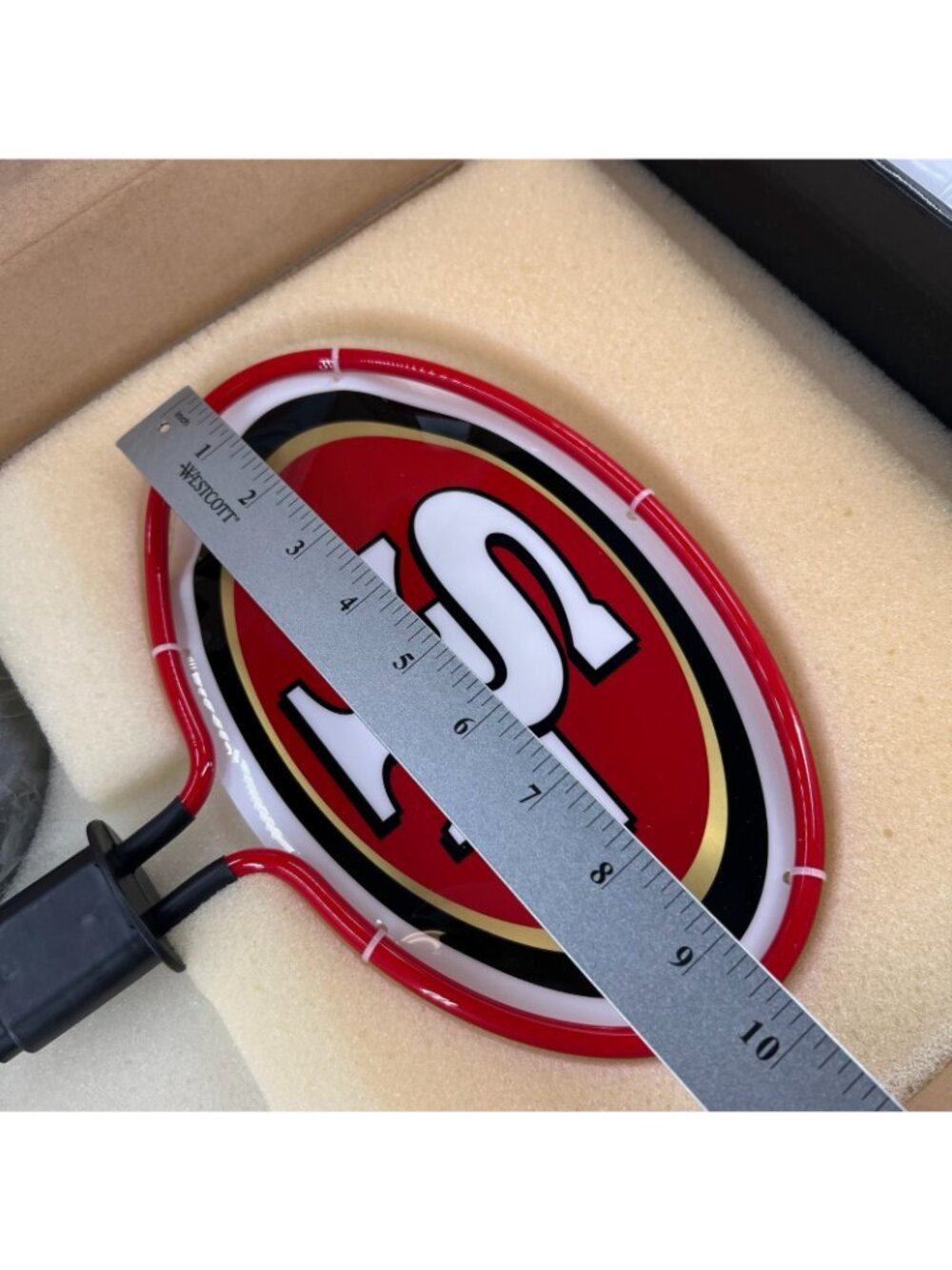 The Memory Company NFL San Francisco 49ers Glass Neon Team Logo Desk Lamp Boxed - Picture 10 of 13
